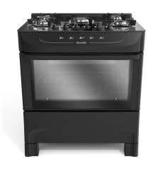 Fogão Mueller preto fosco 5 Bocas com mesa de vidro e acendimento MFV5BB