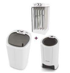 Kit Lavanderia Tanquinho Mueller Big 20Kg + Centrífuga Fit 15Kg + Secadora de Roupa Solaris 8Kg 