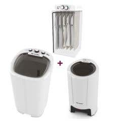 Kit Lavanderia Tanquinho Mueller Family 12Kg Aquatec + Centrífuga Fit 12,6Kg + Secadora de Roupa Solaris 8Kg 