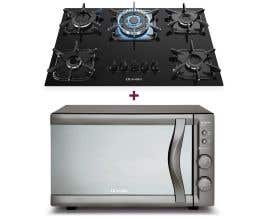 Kit Cozinha Mueller Forno de Bancada Sonetto Espelhado 44L + Cooktop 5 Bocas com Queimador Tripla Chama