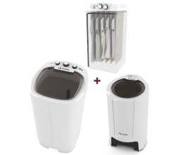 Kit Lavanderia Tanquinho Mueller Family 12Kg Aquatec + Centrífuga Fit 12,6Kg + Secadora de Roupa Solaris 8Kg 