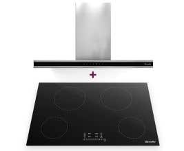 Kit Cozinha Mueller Coifa de Parede Plana 90cm + Cooktop de Indução 4 Bocas com Turbo Total