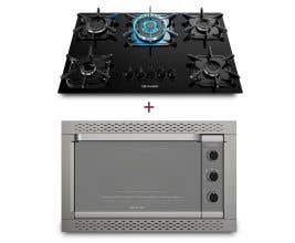 Kit Forno Decorato Inox + Cooktop Tripla Chama