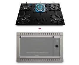 Kit Forno Decorato Gourmet Inox + Cooktop Tripla Chama