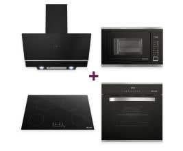 Kit Cozinha Completa Coifa de Parede em Vidro + Micro-ondas de Embutir 25L + Forno de Embutir Digital 68L + Cooktop de Indução Turbo Total 
