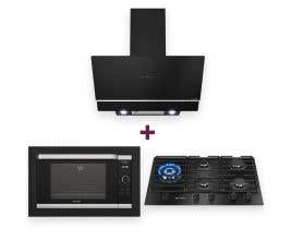Kit Cozinha Mueller Gourmet Cooktop 5 Bocas + Forno Elétrico Digital de Embutir 44L + Coifa de Parede Inclinada