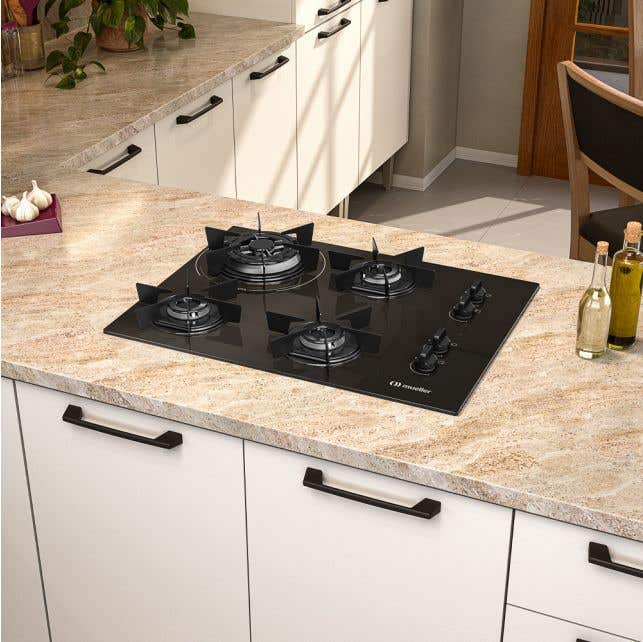 Cooktop 4 Bocas a Gás Mueller Mesa de Vidro
