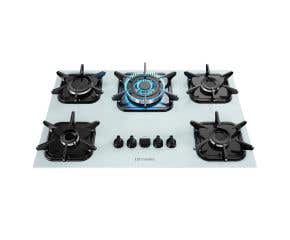 Cooktop Mueller 5 bocas Branco com Queimador Tripla chama