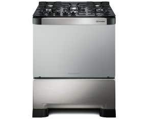 Fogão Mueller 5 bocas Decorato Vetro Inox com mesa de vidro