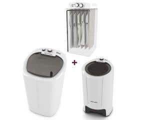 Kit Lavanderia Tanquinho Mueller Big 20Kg + Centrífuga Fit 15Kg + Secadora de Roupa Solaris 8Kg 