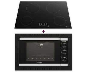 Kit Cozinha Mueller Forno Decorato de Embutir Preto + Cooktop de Indução 4 Bocas com Turbo Total
