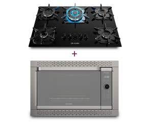 Kit Forno Decorato Gourmet Inox + Cooktop Tripla Chama