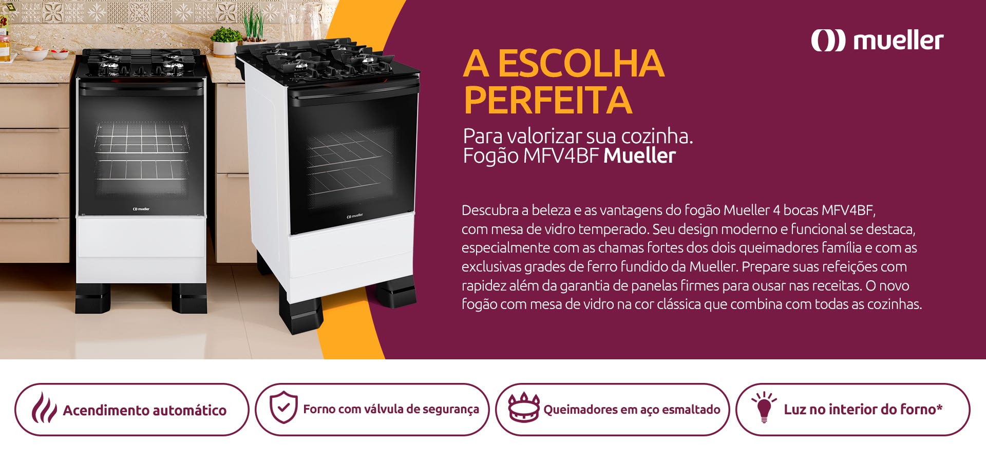 Descubra as vantagens do Fogão MFV4BF da Mueller