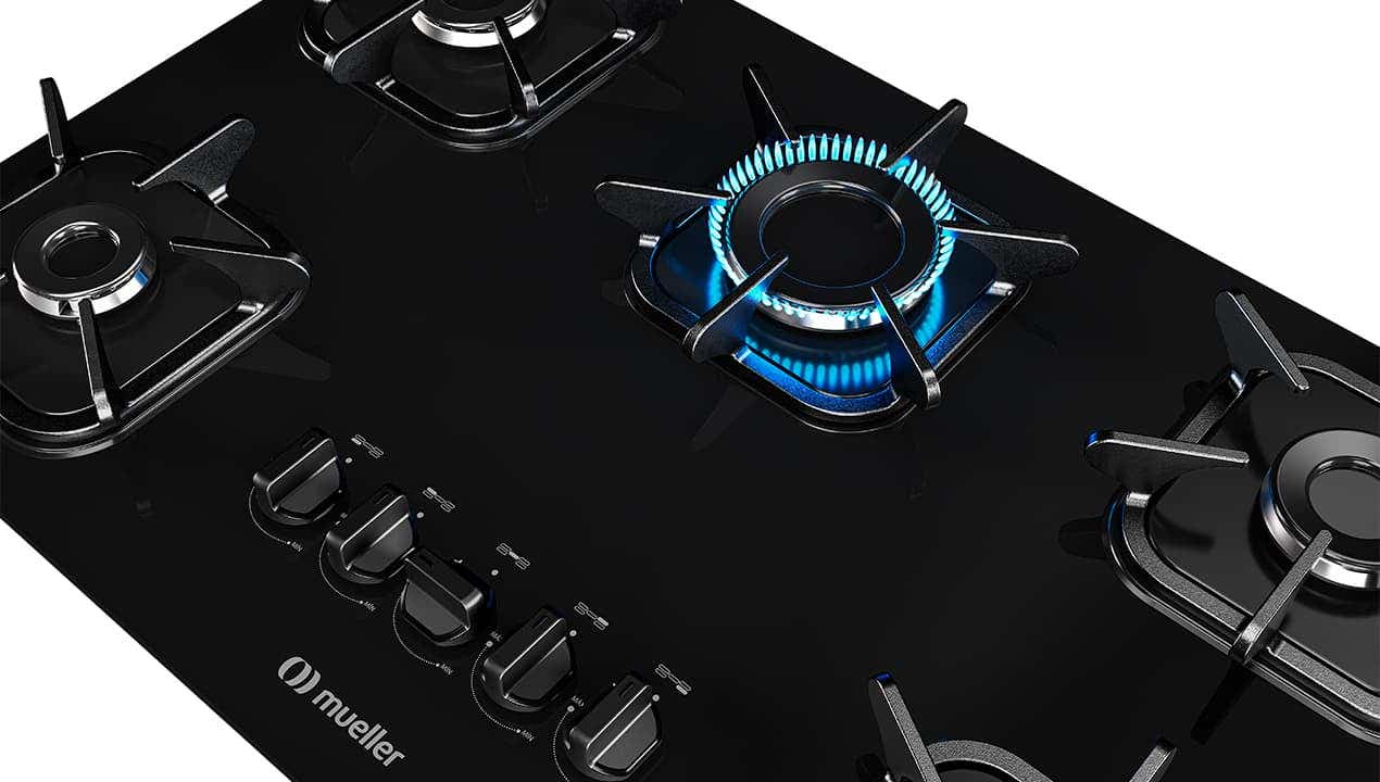 Cooktop de vidro com queimador ultra chama