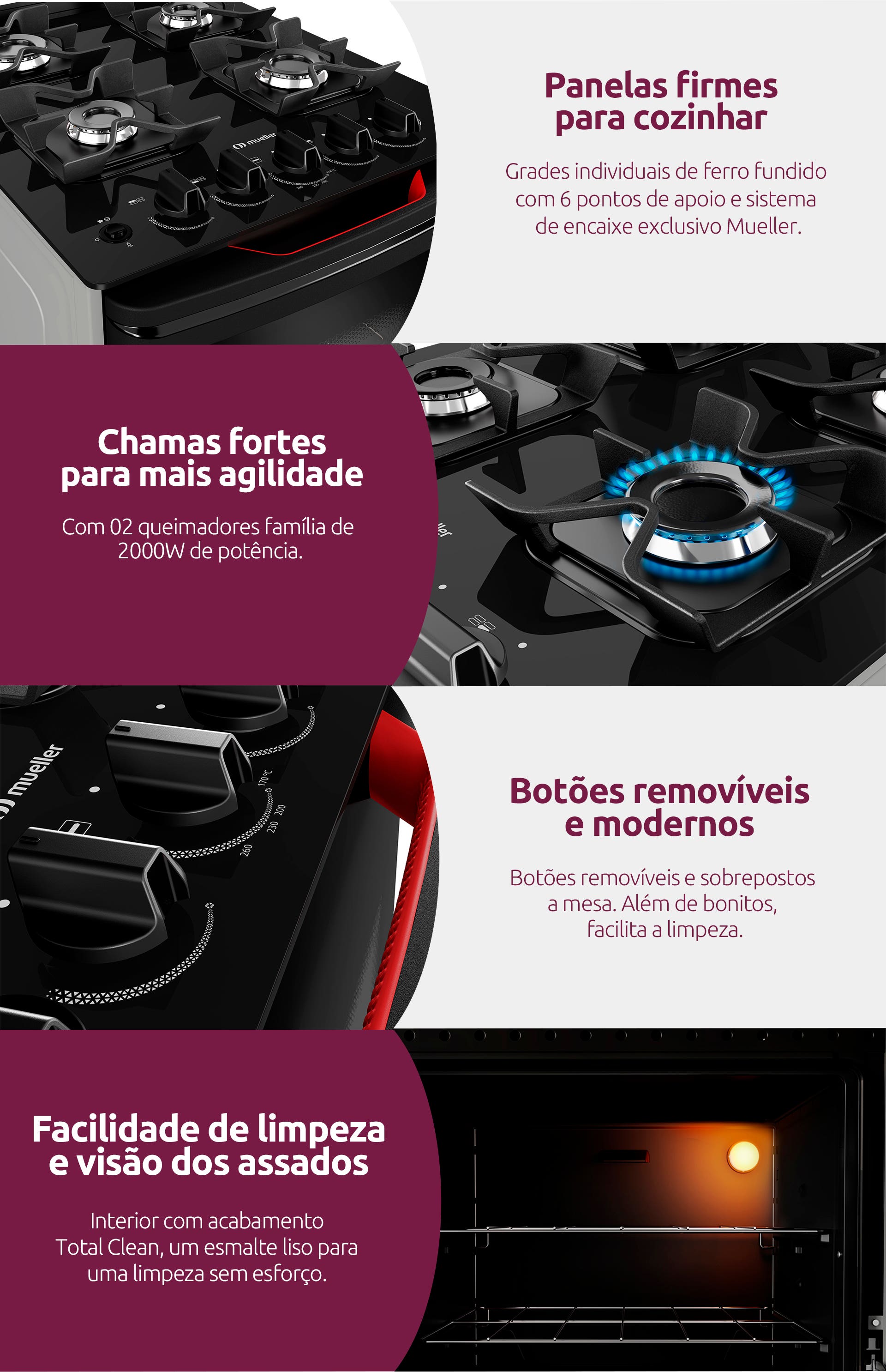 Principais características do Fogão MFV4BF Mueller