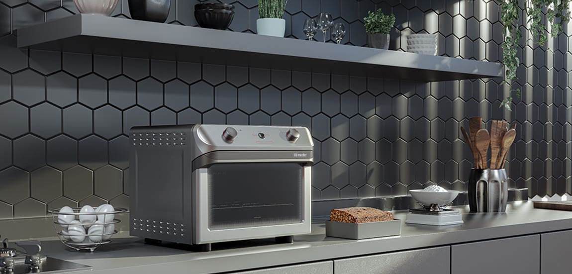 Forno Elétrico Mueller 35L Prata MFB35F em bancada