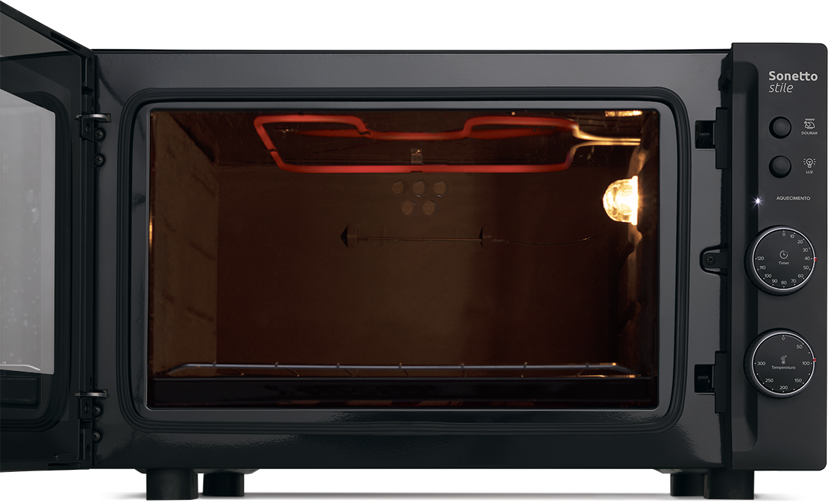 Forno elétrico Mueller Sonetto preto com grill Forno elétrico Mueller Sonetto: preto com grill